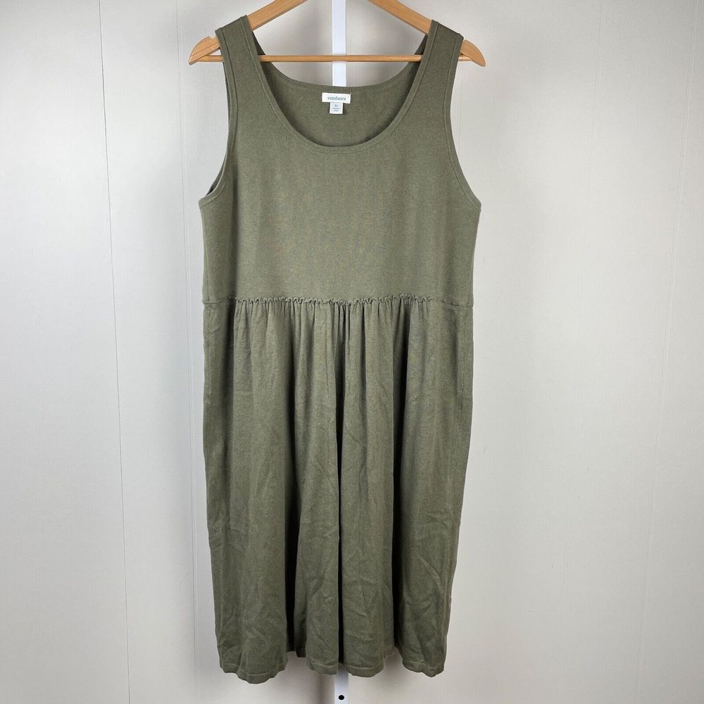 Sundance Catalog Knit Sleeveless Midi Sweater Dress Olive Green Womens XL